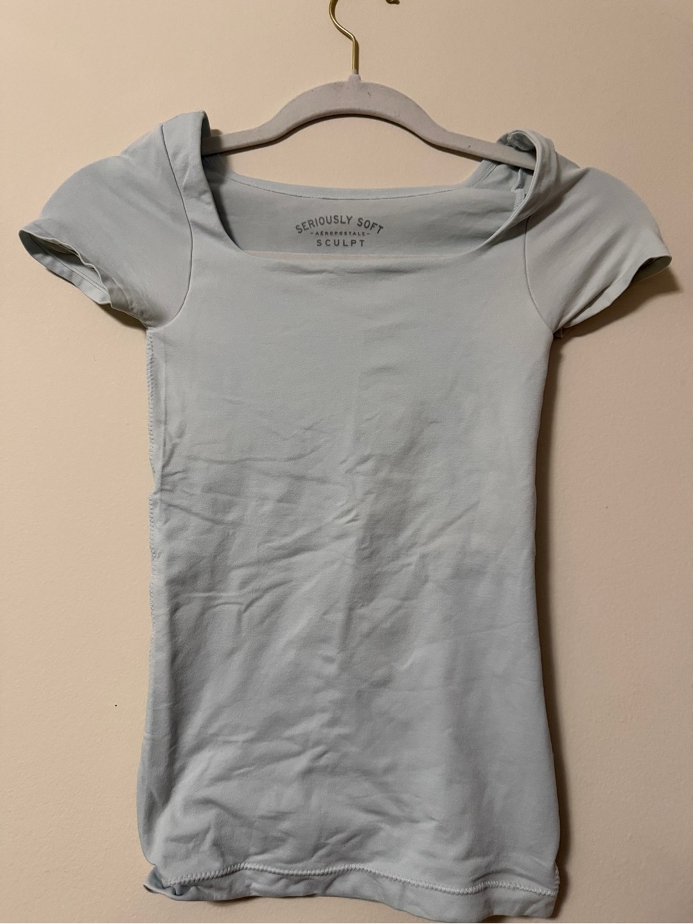Aeropostale Seriously Soft Scoop Neck Short Sleeve Top in Light Blue